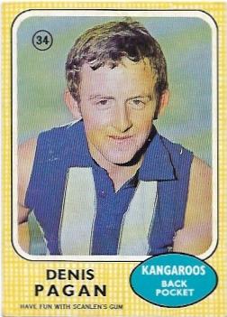 1970 Scanlens (34) Denis Pagan North Melbourne *