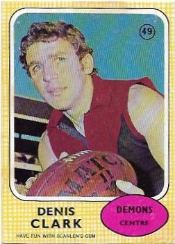 1970 Scanlens (49) Denis Clark Melbourne *