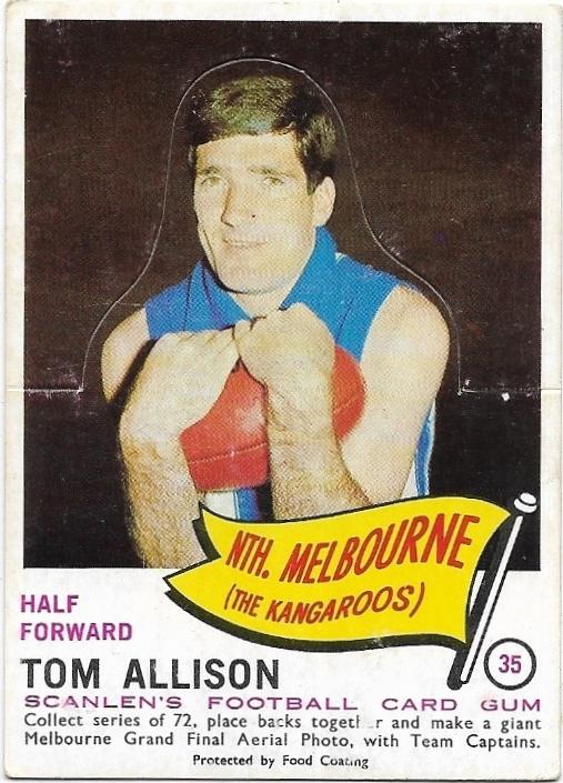 1966 VFL Scanlens (35) Tom Allison North Melbourne DIE CUT