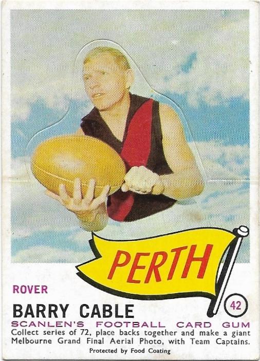 1966 VFL Scanlens (42) Barry Cable Perth DIE CUT