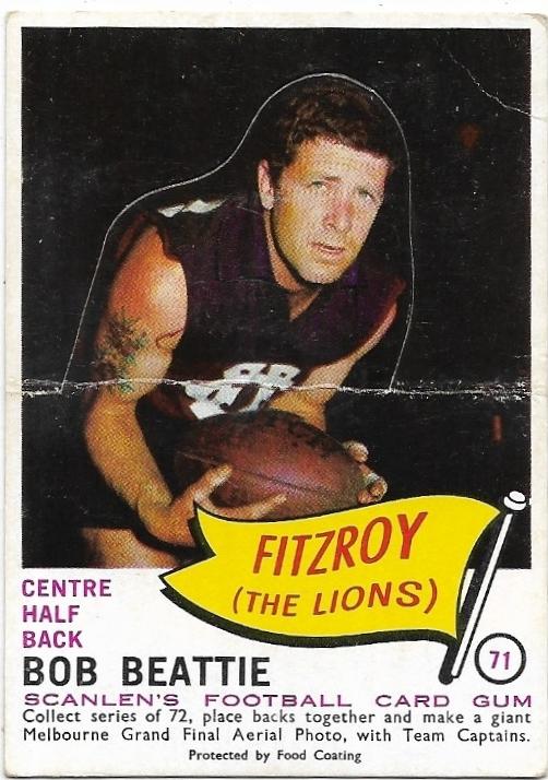 1966 VFL Scanlens (71) Bob Beattie Fitzroy DIE CUT