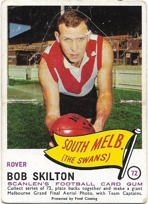 1966 VFL Scanlens (72) Bob Skilton South Melbourne DIE CUT