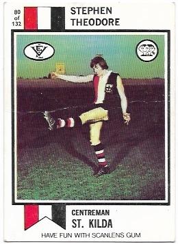 1974 VFL Scanlens (80) Stephen THEODORE St Kilda *