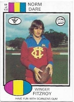 1975 VFL Scanlens (59) Norm DARE Fitzroy *