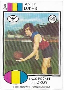 1975 VFL Scanlens (65) Andy LUKAS Fitzroy *