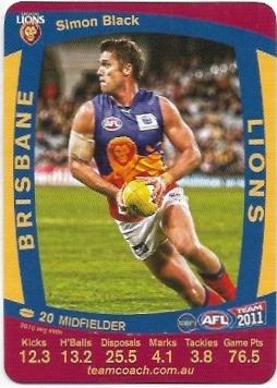 2011 Teamcoach Prize Card Brisbane Simon Black (Error)