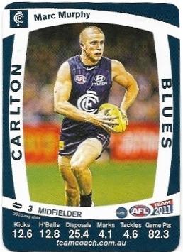 2011 Teamcoach Prize Card Carlton Marc Murphy (Error)