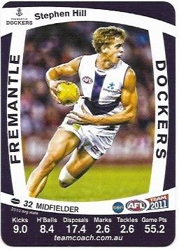 2011 Teamcoach Prize Card Fremantle Stephen Hill (Error)