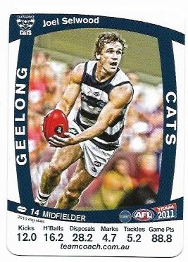 2011 Teamcoach Prize Card Geelong Joel Selwood (Error)