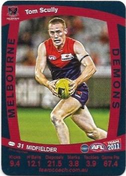 2011 Teamcoach Prize Card Melbourne Tom Scully (Error)