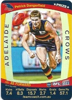 2011 Teamcoach Prize Card Adelaide Patrick Dangerfield (Not Embossed Error)