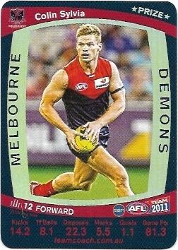 2011 Teamcoach Prize Card Melbourne Colin Sylvia (Not Embossed Error)