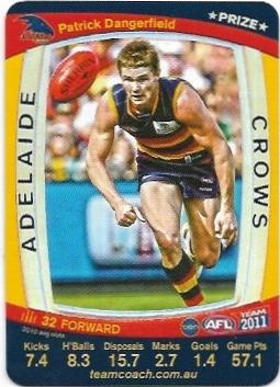 2011 Teamcoach Prize Card Adelaide Patrick Dangerfield