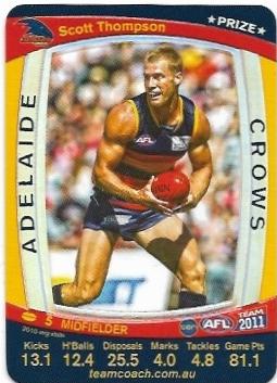 2011 Teamcoach Prize Card Adelaide Scott Thompson