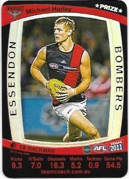2011 Teamcoach Prize Card Essendon Michael Hurley