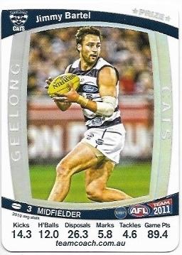 2011 Teamcoach Prize Card Geelong Joel Selwood