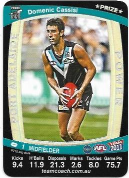 2011 Teamcoach Prize Card Port Adelaide Domenic Cassisi
