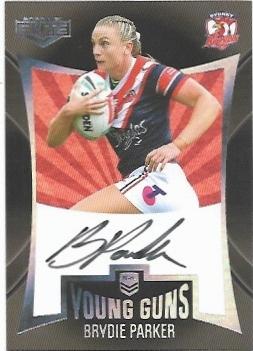 2022 Nrl Elite Young Guns Black Signature (YGS22) Brydie Parker Roosters 002/100
