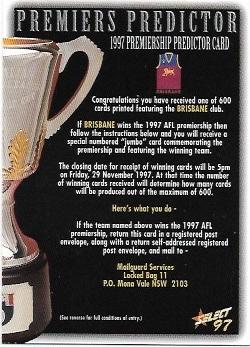 1997 Select Ultimate Premiership Predictor (CC2) Brisbane