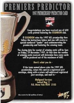 1997 Select Ultimate Premiership Predictor (CC5) Essendon