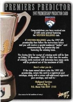1997 Select Ultimate Premiership Predictor (CC16) Western Bulldogs