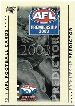 2003 Select XL Premiership Predictor (PC16) Western Bulldogs