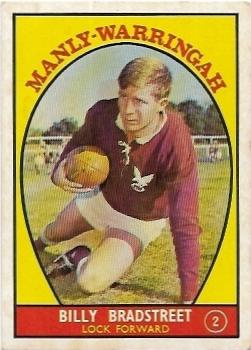 1968A Scanlens Rugby League (2) Billy Bradstreet Manly-Warringah