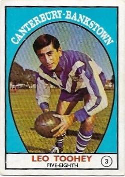 1968A Scanlens Rugby League (3) Leo Toohey Canterbury-Bankstown