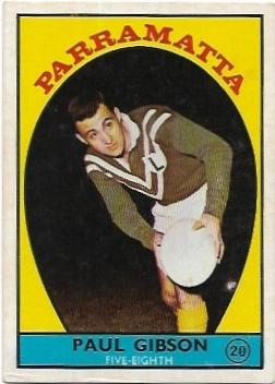 1968A Scanlens Rugby League (20) Paul Gibson Parramatta