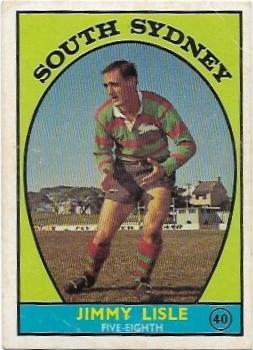 1968A Scanlens Rugby League (40) Jimmy Lisle South Sydney