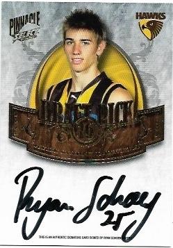 2009 Select Pinnacle Draft Pick Signature (DP16) Ryan Schoenmakers Hawthorn 081/400