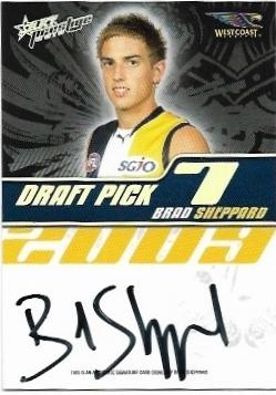 2010 Select Prestige Draft Pick Signature (DP7) Brad Sheppard West Coast 291/400