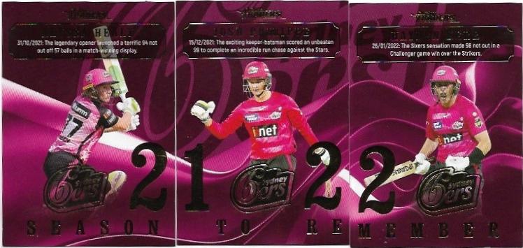 2022/23 Cricket Traders Season To Remember 3 Card Team Set – Sydney Sixers