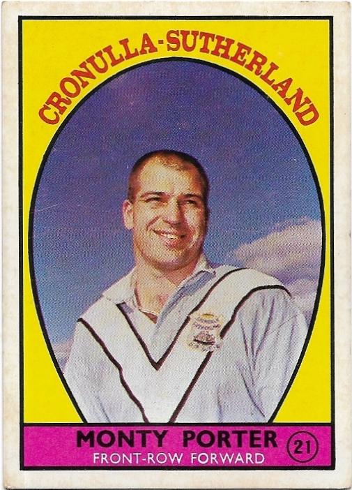1968A Scanlens Rugby League (21) Monty Porter Cronulla-Sutherland