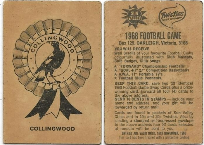 1968 Twisties Rosette – Collingwood (Reverse – You Will Receive)