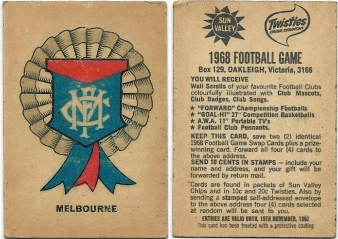 1968 Twisties Rosette – Melbourne (Reverse – You Will Receive)