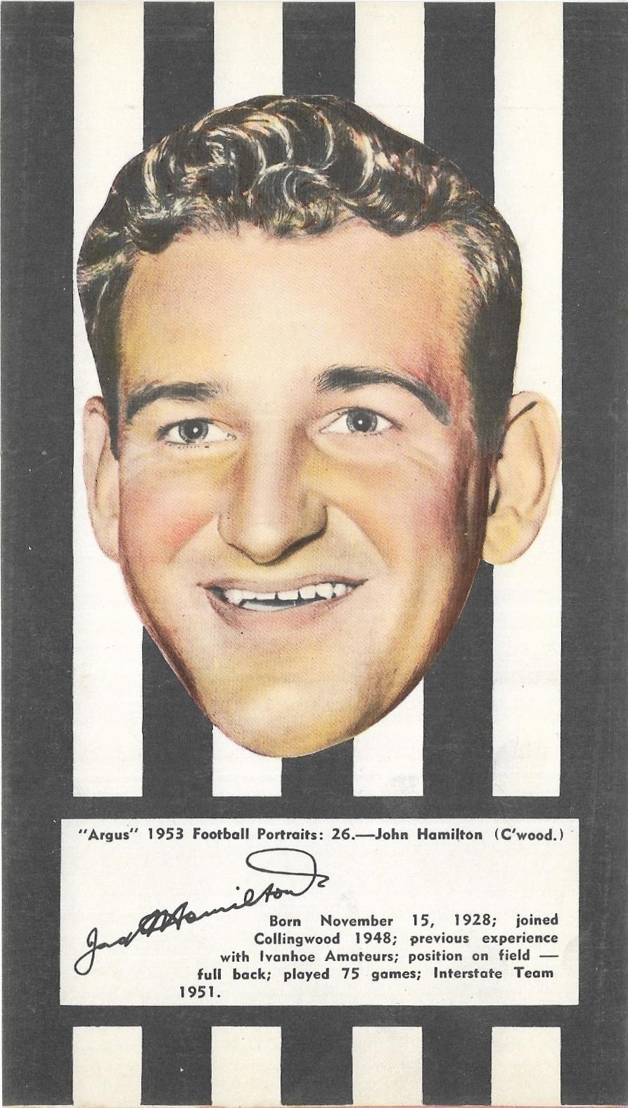 1953 Argus Football Portraits (26) John Hamilton Collingwood