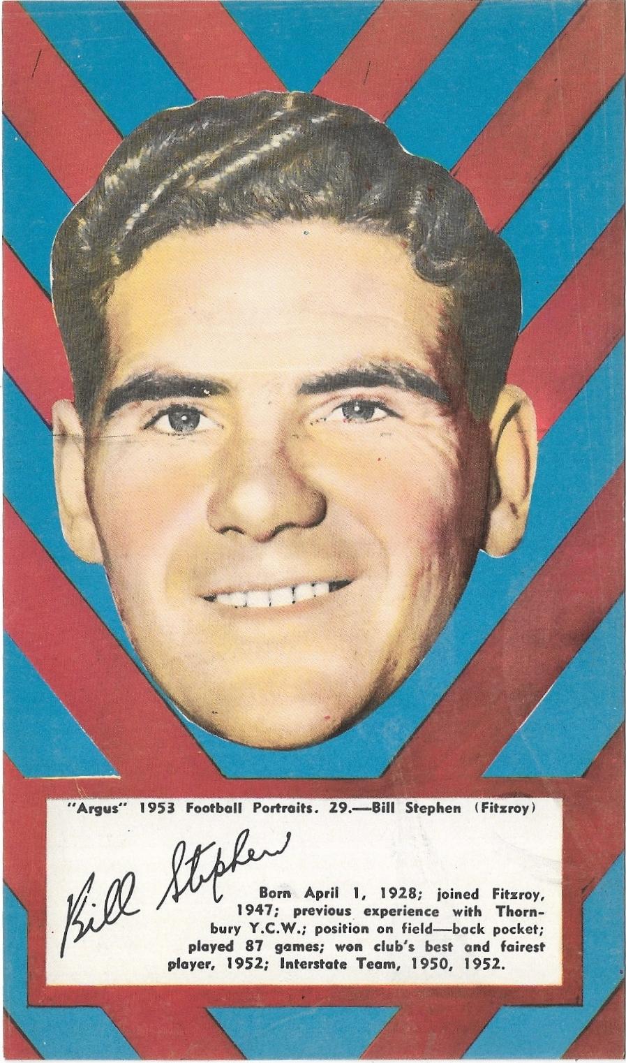 1953 Argus Football Portraits (29) Bill Stephen Fitzroy