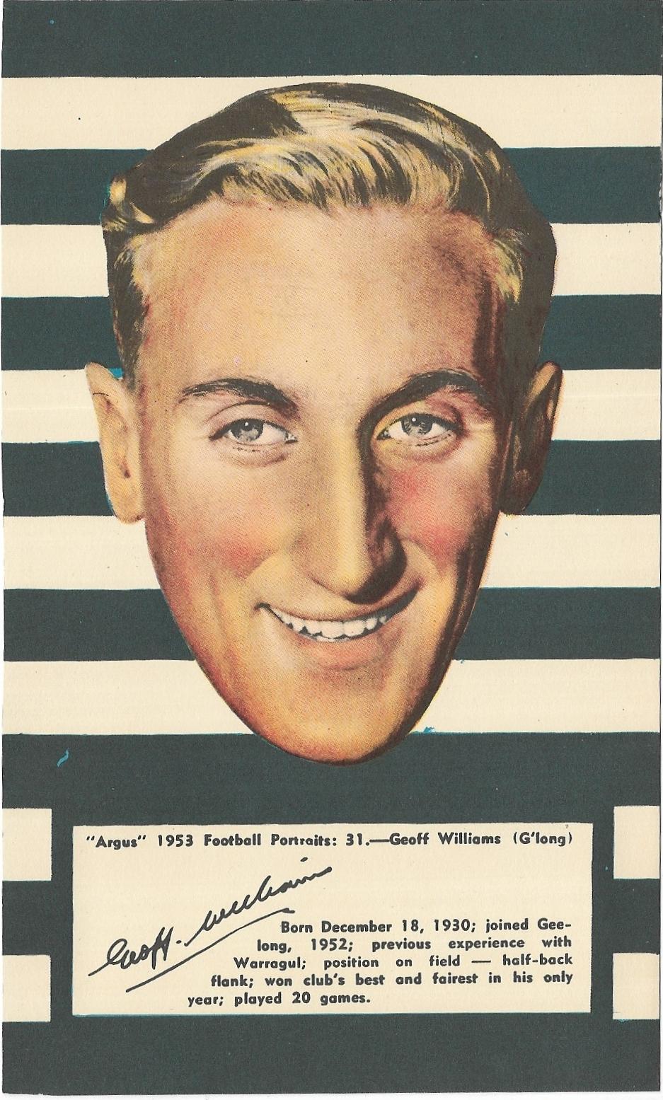 1953 Argus Football Portraits (31) Geoff Williams Geelong