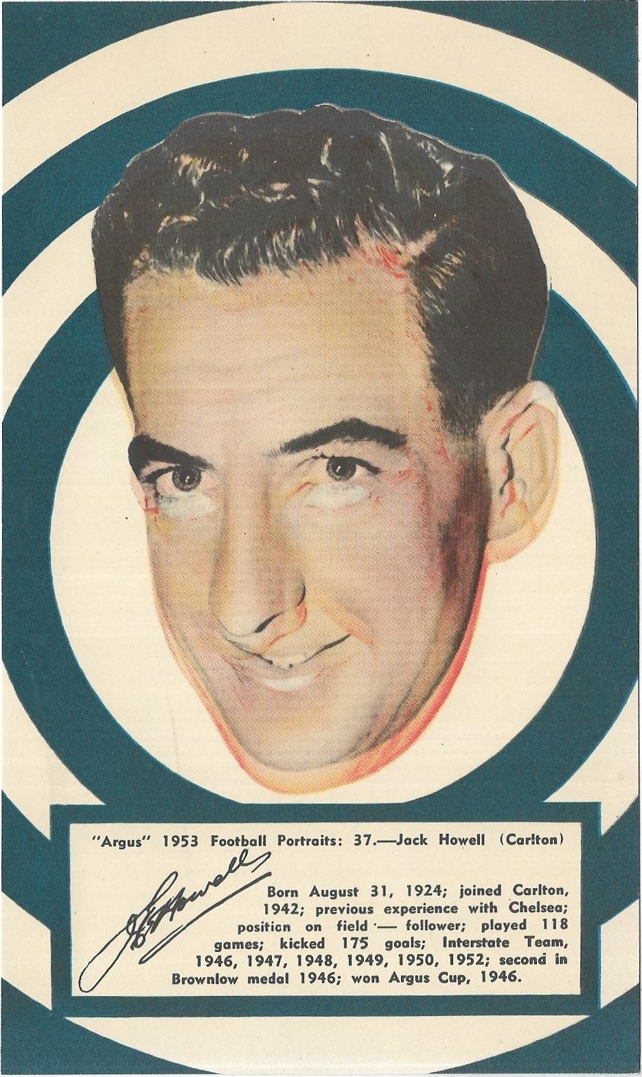1953 Argus Football Portraits (37) Jack Howell Carlton