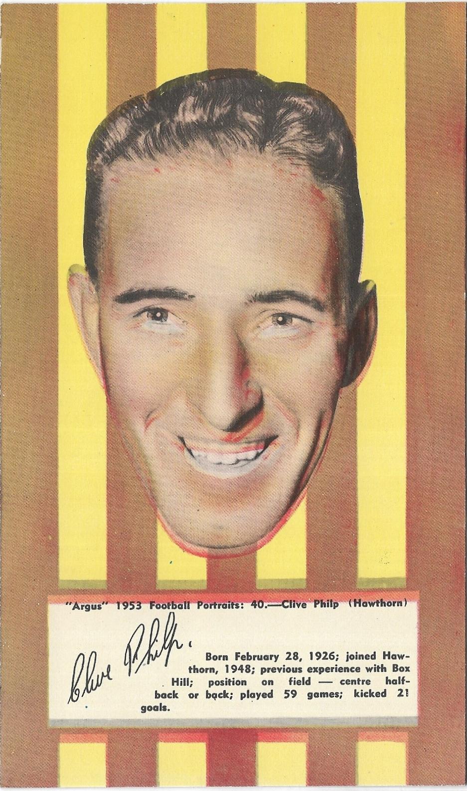 1953 Argus Football Portraits (40) Clive Philp Hawthorn