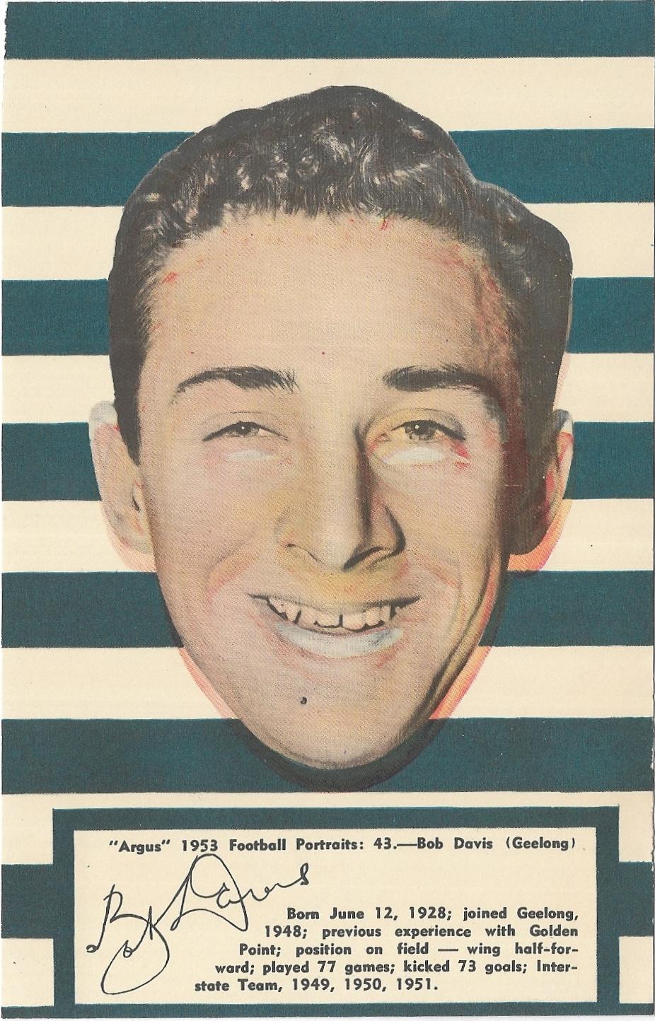 1953 Argus Football Portraits (43) Bob Davis Geelong