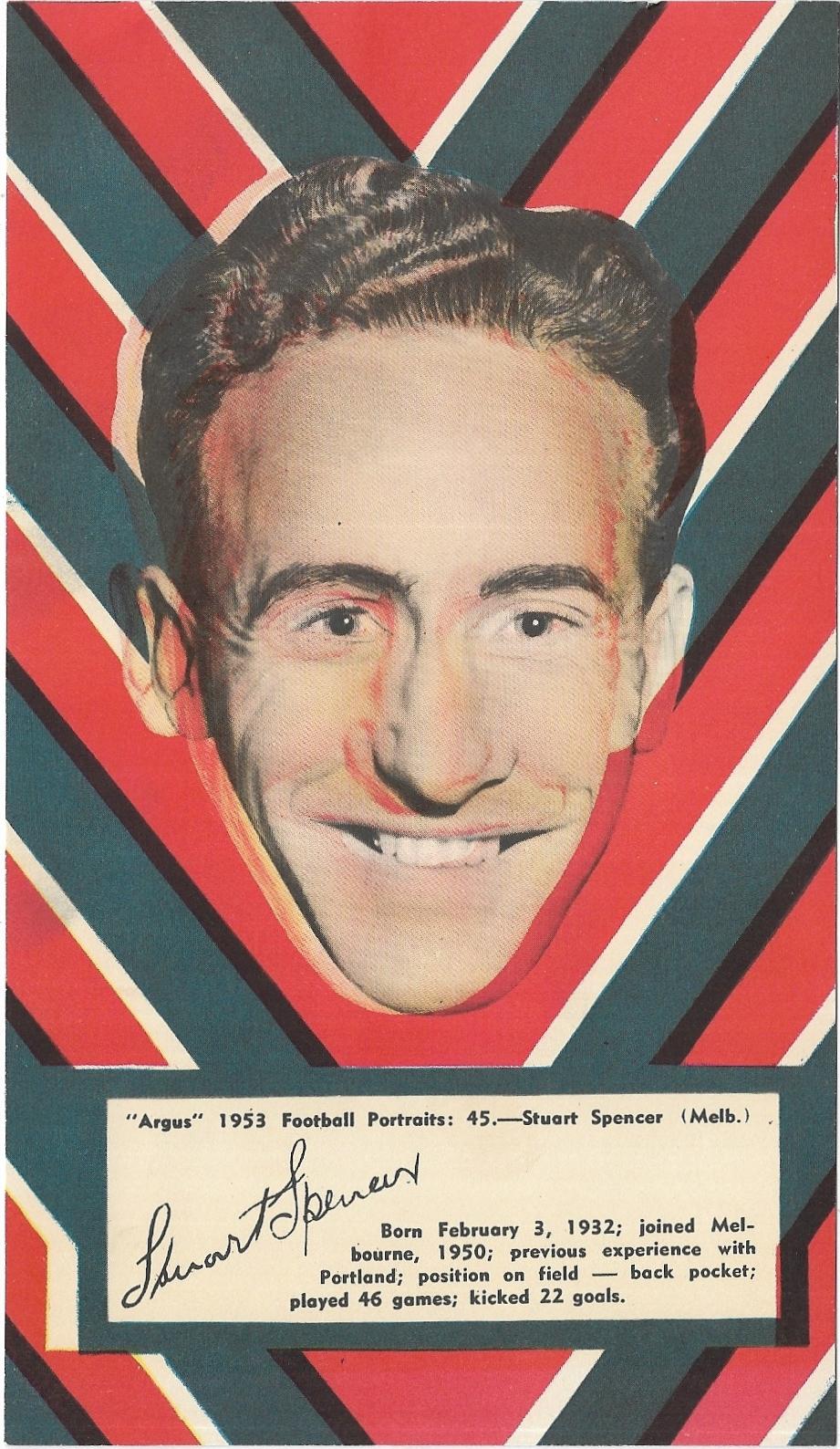 1953 Argus Football Portraits (45) Stuart Spencer Melbourne