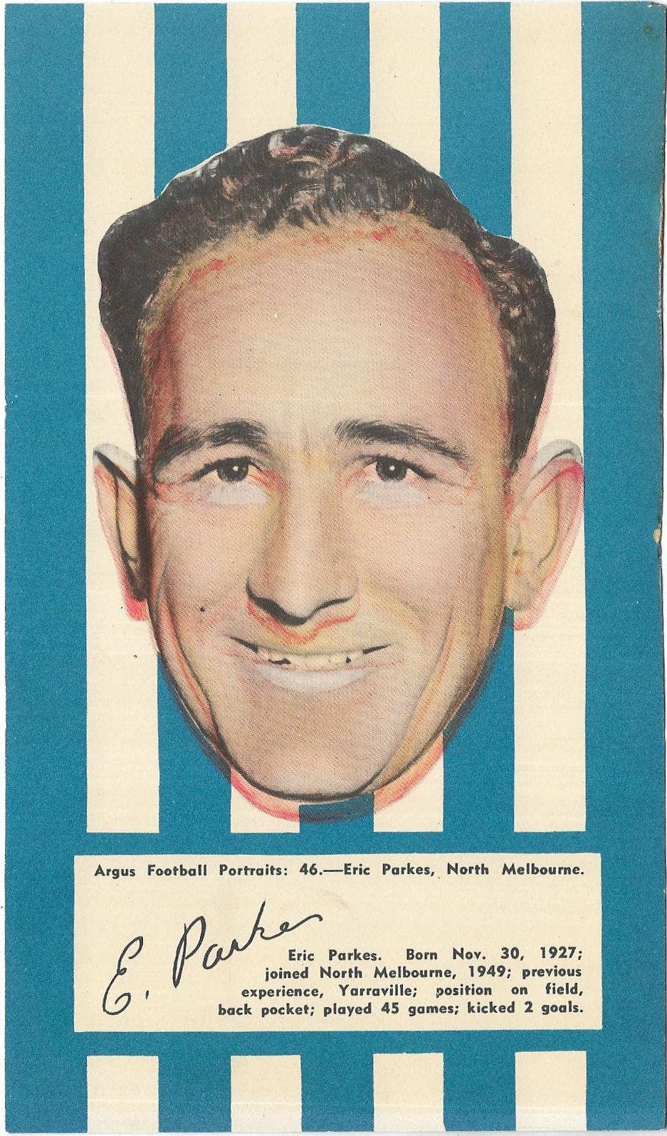 1953 Argus Football Portraits (46) Eric Parkes North Melbourne