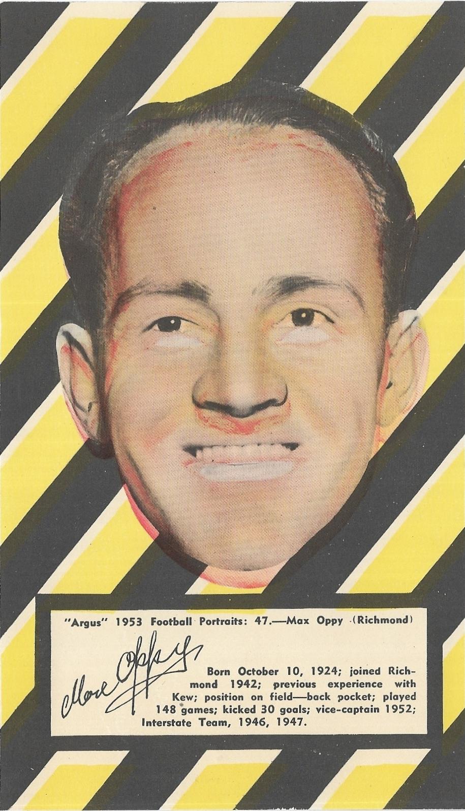 1953 Argus Football Portraits (47) Max Oppy Richmond