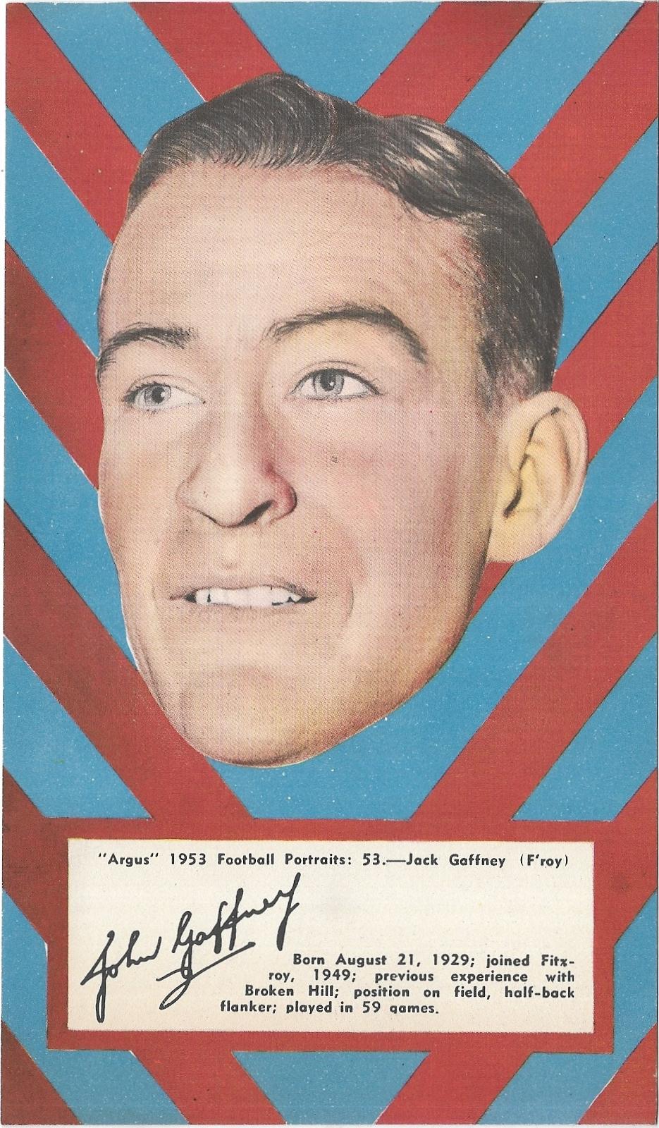 1953 Argus Football Portraits (53) Jack Gaffney Fitzroy