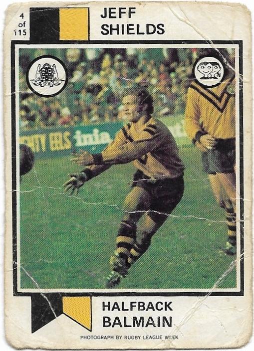 1974 Scanlens Rugby League (4) Jeff Shields Balmain