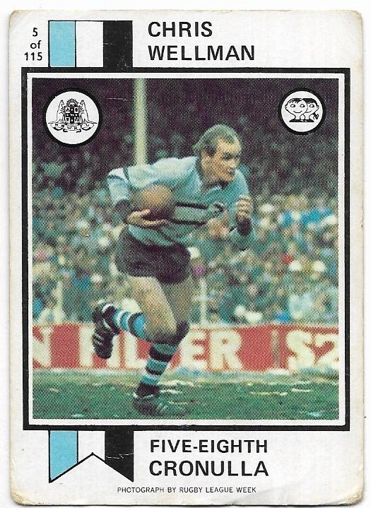 1974 Scanlens Rugby League (5) Chris Wellman Cronulla