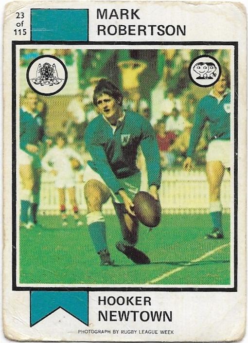 1974 Scanlens Rugby League (23) Mark Robertson Newtown