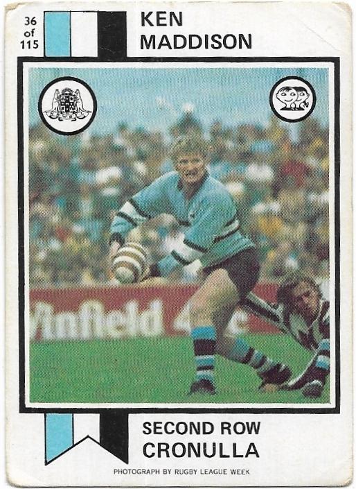 1974 Scanlens Rugby League (36) Ken Maddison Cronulla
